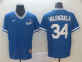 Custom Fan-Made Fernando Valenzuela Los Angeles Dodgers #34 Blue Throwback Baseball Jersey