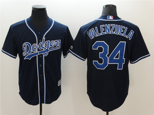 Custom Fan-Made Fernando Valenzuela Los Angeles Dodgers #34 Navy Baseball Jersey