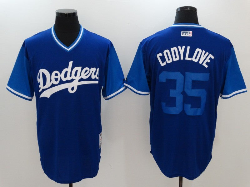 Custom Fan-Made Cody Bellinger Codylove Los Angeles Dodgers #35 Navy 2017 Baseball Jersey