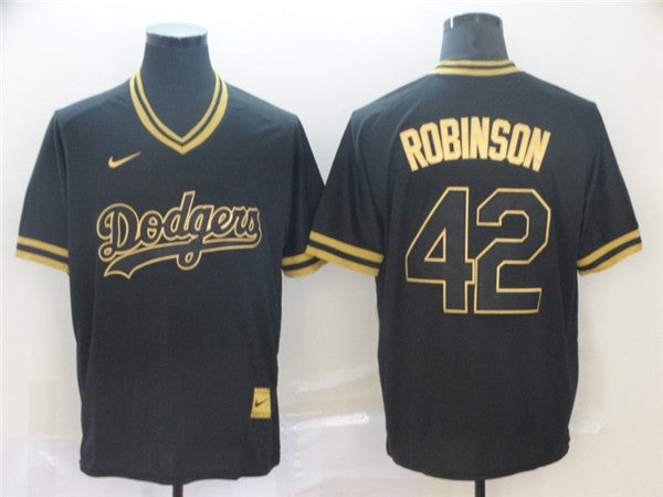 Custom Fan-Made Jackie Robinson Los Angeles Dodgers #42 Black Baseball Jersey