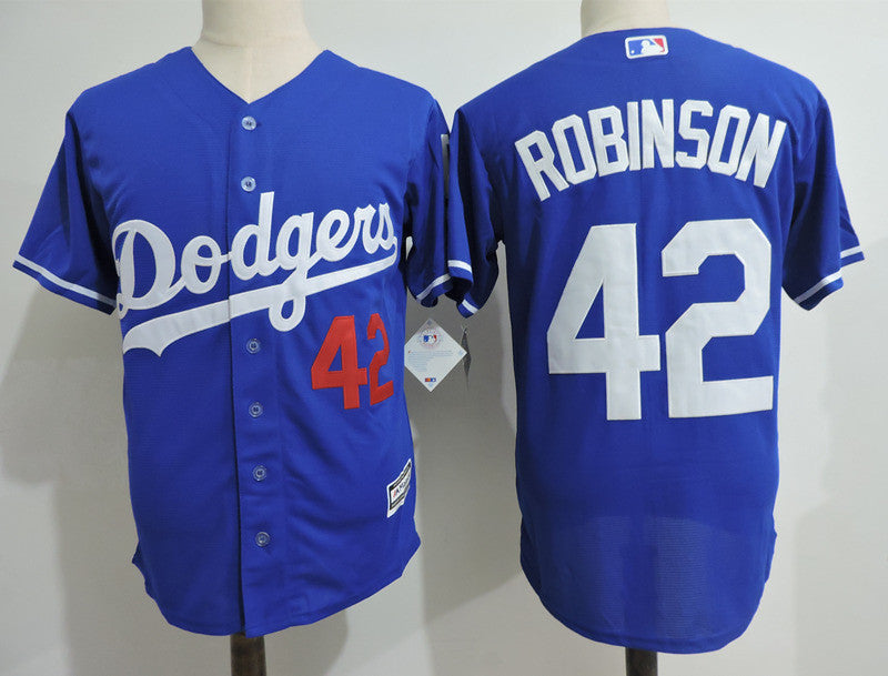 Custom Fan-Made Jackie Robinson Los Angeles Dodgers #42 Blue Baseball Jersey