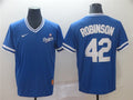 Custom Fan-Made Jackie Robinson Los Angeles Dodgers #42 Blue Throwback Baseball Jersey