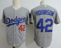 Custom Fan-Made Jackie Robinson Los Angeles Dodgers #42 Grey Baseball Jersey