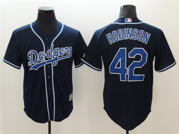 Custom Fan-Made Jackie Robinson Los Angeles Dodgers #42 Navy Baseball Jersey