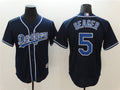 Custom Fan-Made Corey Seager Los Angeles Dodgers #5 Navy Baseball Jersey