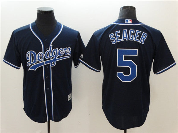 Custom Fan-Made Corey Seager Los Angeles Dodgers #5 Navy Baseball Jersey