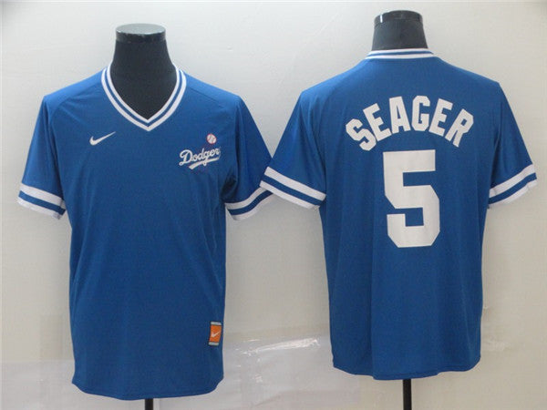 Custom Fan-Made Corey Seager Los Angeles Dodgers #5 Throwback Baseball Jersey