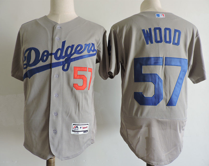 Custom Fan-Made Alex Wood Los Angeles Dodgers #57 Grey Baseball Jersey