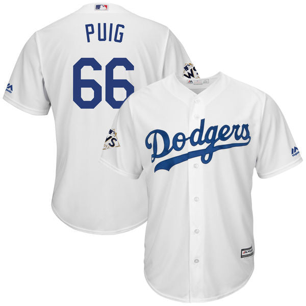 Custom Fan-Made Yasiel Puig Bound Los Angeles Dodgers #66 White 2017 Baseball Jersey