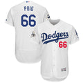 Custom Fan-Made Yasiel Puig Bound Los Angeles Dodgers #66 White 2017 Baseball Jersey
