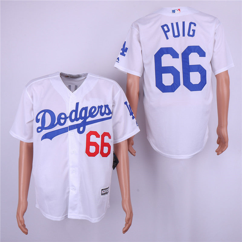 Custom Fan-Made Yasiel Puig Los Angeles Dodgers #66 White Baseball Jersey