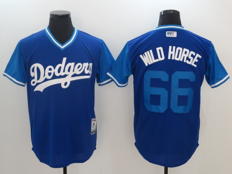 Custom Fan-Made Yasiel Puig Wild Horse Los Angeles Dodgers #66 2017 Baseball Jersey