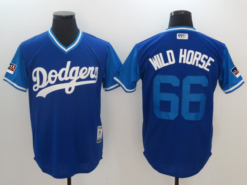 Custom Fan-Made Yasiel Puig Wild Horse Los Angeles Dodgers #66 2018 Baseball Jersey