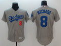 Custom Fan-Made Manny Machado Los Angeles Dodgers #8 Grey Baseball Jersey