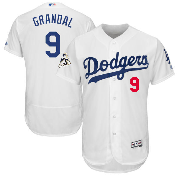 Custom Fan-Made Yasmani Grandal Bound Los Angeles Dodgers #9 White 2017 Baseball Jersey