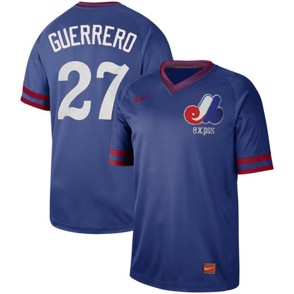Custom Fan-Made Vladimir Guerrero Style #27 Blue Throwback Baseball Jersey