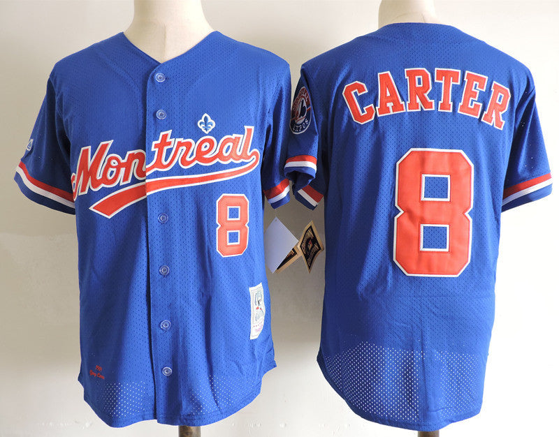 Custom Fan-Made Gary Carter Batting Style #8 Blue Baseball Jersey