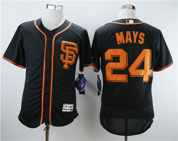 Custom Fan-Made Willie Mays San Francisco Giants #24 Black Baseball Jersey