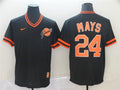 Custom Fan-Made Willie Mays San Francisco Giants #24 Black Throwback Baseball Jersey
