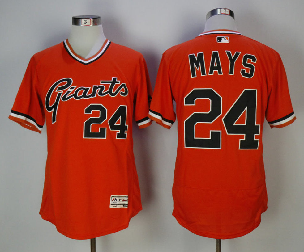 Custom Fan-Made Willie Mays San Francisco Giants #24 Orange 1978 Throwback Turn Back Clock Edition Baseball Jersey