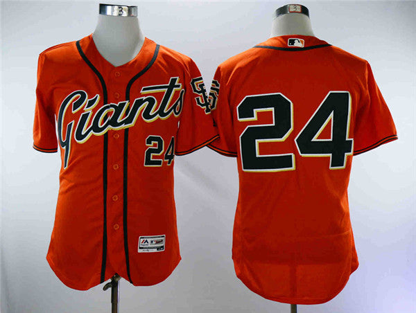 Custom Fan-Made Willie Mays San Francisco Giants #24 Orange Baseball Jersey
