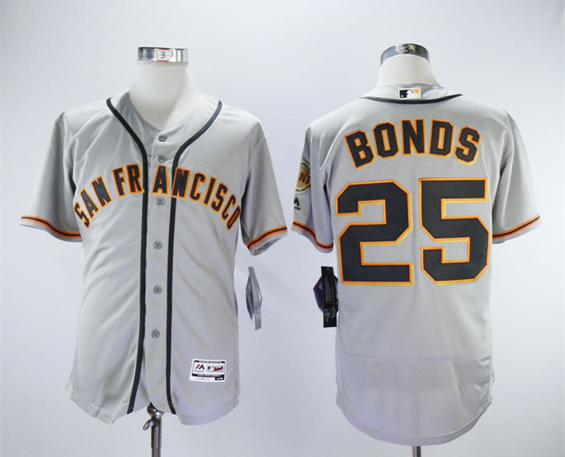 Custom Fan-Made Barry Bonds San Francisco Giants #25 Grey Baseball Jersey