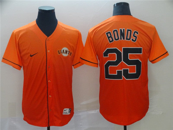 Custom Fan-Made Barry Bonds San Francisco Giants #25 Orange Baseball Jersey