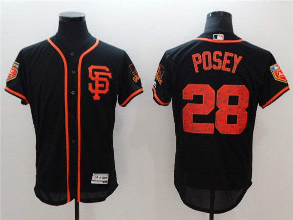 Custom Fan-Made Buster Posey Spring Training San Francisco Giants #28 Black 2018 Baseball Jersey