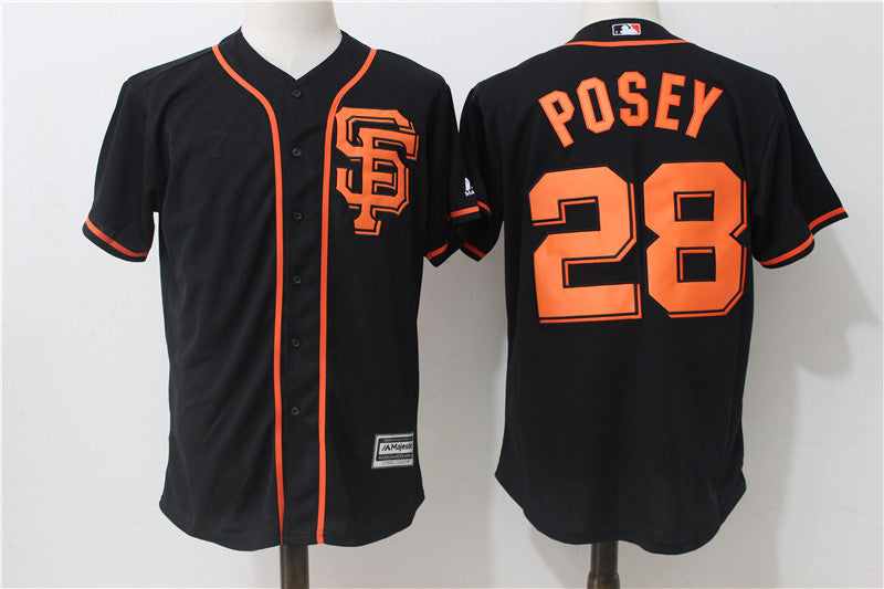 Custom Fan-Made Buster Posey San Francisco Giants #28 Black Baseball Jersey