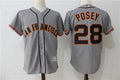 Custom Fan-Made Buster Posey San Francisco Giants #28 Grey Baseball Jersey