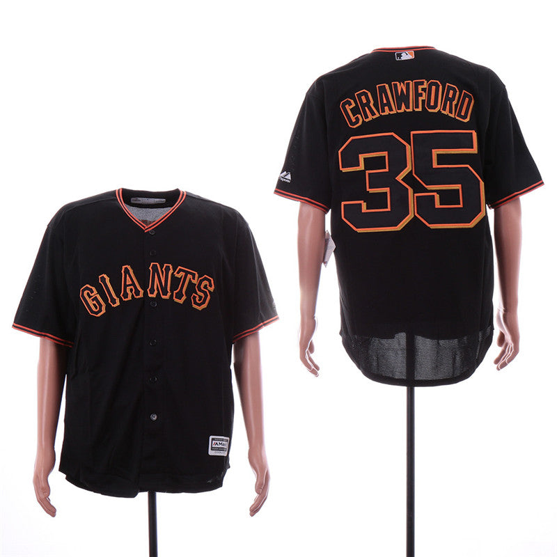 Custom Fan-Made Brandon Carwford San Francisco Giants #35 Black Baseball Jersey