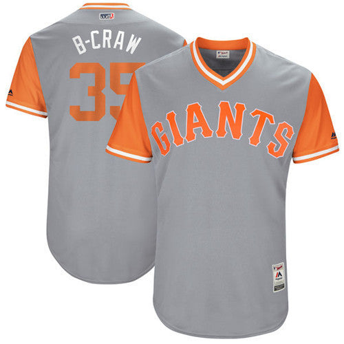 Custom Fan-Made Brandon Crawford Craw San Francisco Giants #35 Grey 2017 Baseball Jersey