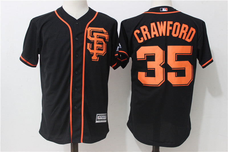 Custom Fan-Made Brandon Crawford San Francisco Giants #35 Black Baseball Jersey