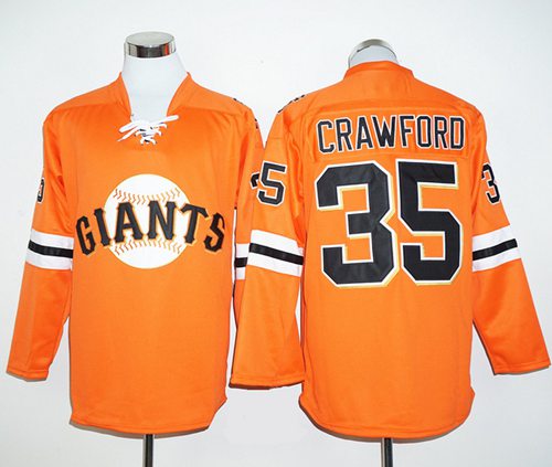 Custom Fan-Made Brandon Crawford Long San Francisco Giants #35 Orange Baseball Jersey