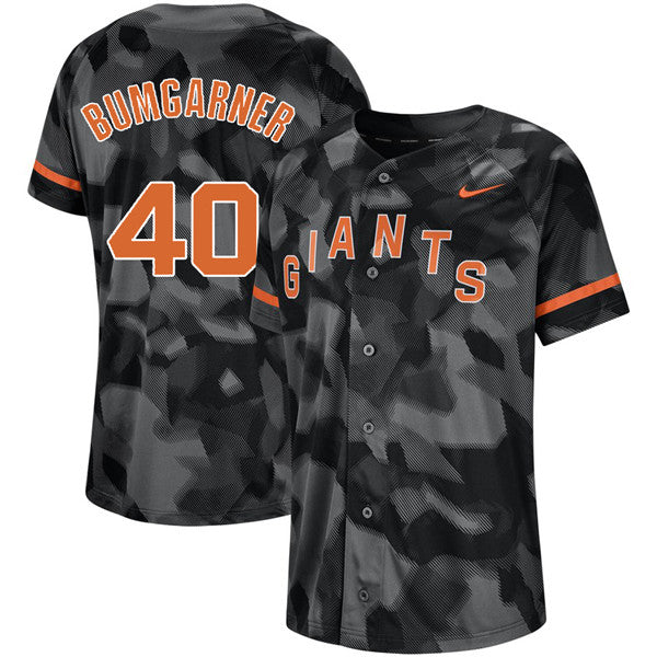 Custom Fan-Made Madison Bumgarner Camo San Francisco Giants #40 Black Baseball Jersey