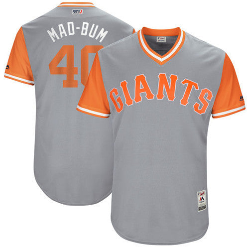 Custom Fan-Made Madison Bumgarner Mad Bum San Francisco Giants #40 Grey 2017 Baseball Jersey