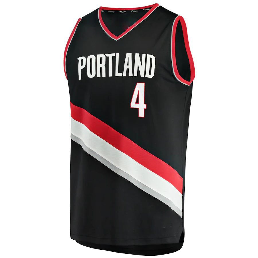 P.Trail Blazers #4 Greg Brown III Fanatics Branded 2021-22 Fast Break Replica Jersey Icon Edition Black Stitched American Basketball Jersey