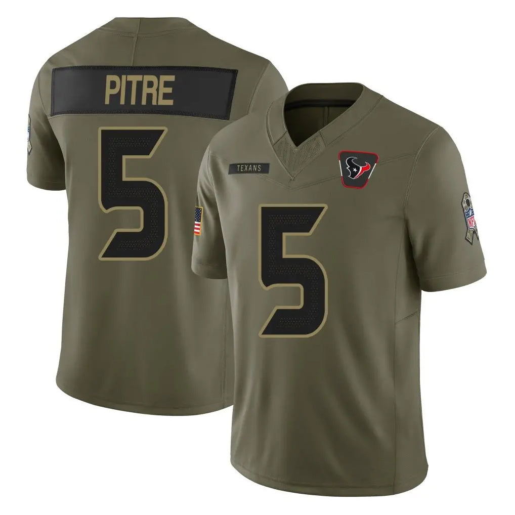 H.Texans #5 Jalen Pitre Player Olive Salute To Service Football Jerseys