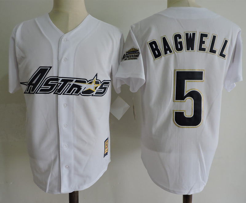 Custom Fan-Made Jeff Bagwell Houston Astros #5 White Throwback Baseball Jersey