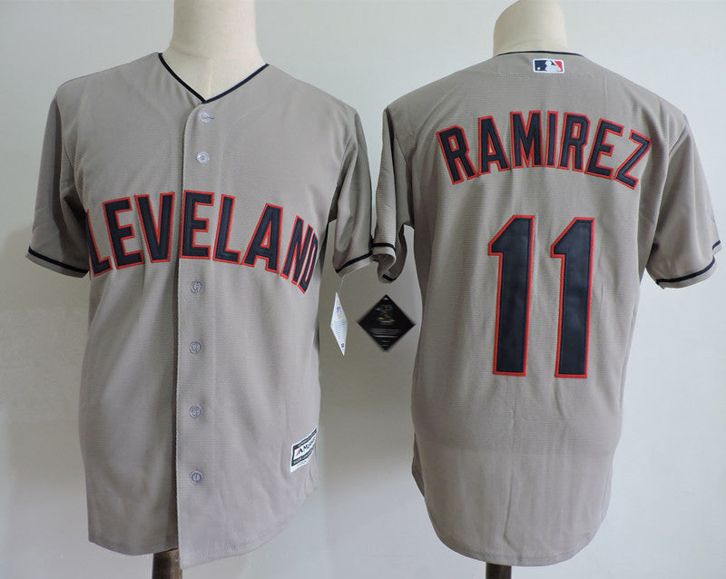 Custom Fan-Made Jose Ramirez Cleveland Guardians #11 Grey Baseball Jersey
