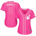 Custom Fan-Made Juan Ramirez Women Cleveland Guardians #11 Pink Baseball Jersey