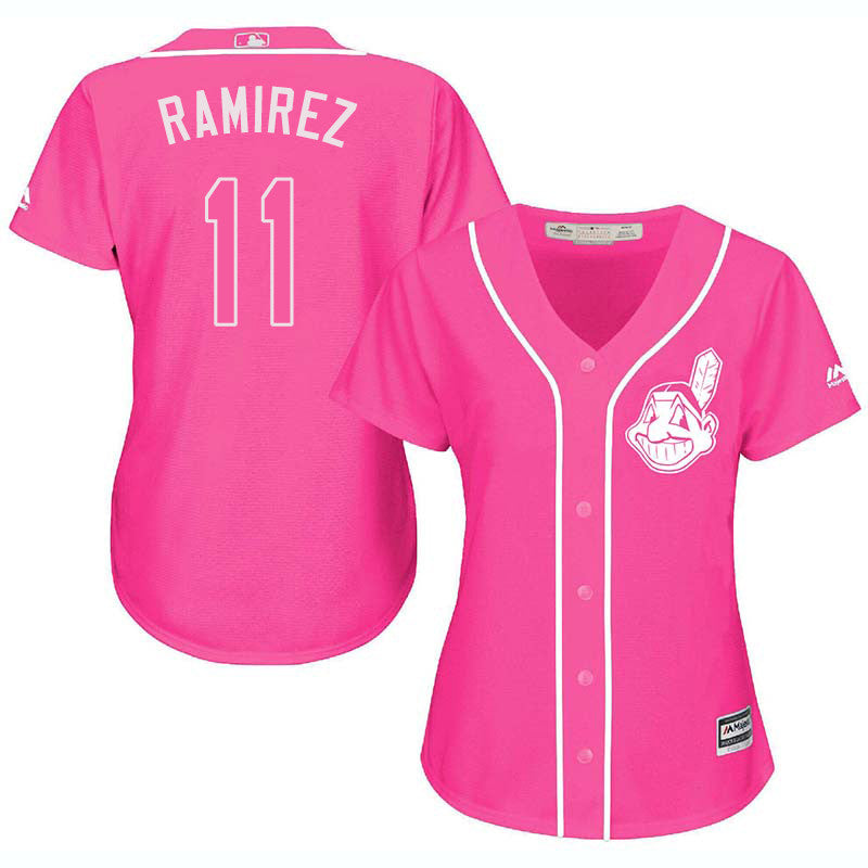 Custom Fan-Made Juan Ramirez Women Cleveland Guardians #11 Pink Baseball Jersey