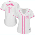 Custom Fan-Made Juan Ramirez Pink Women Cleveland Guardians #11 White Baseball Jersey