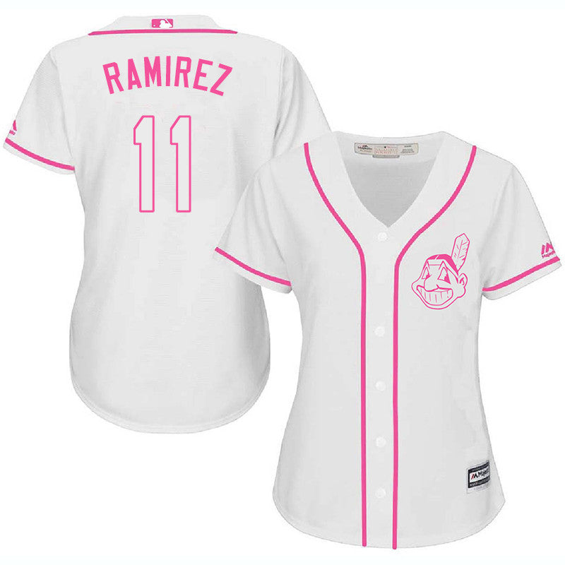 Custom Fan-Made Juan Ramirez Pink Women Cleveland Guardians #11 White Baseball Jersey