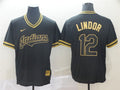 Custom Fan-Made Francisco Lindor Cleveland Guardians #12 Black Baseball Jersey