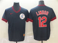 Custom Fan-Made Francisco Lindor Cleveland Guardians #12 Black Throwback Baseball Jersey