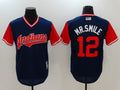 Custom Fan-Made Francisco Lindor Mr. Smile Cleveland Guardians #12 Navy 2017 Baseball Jersey