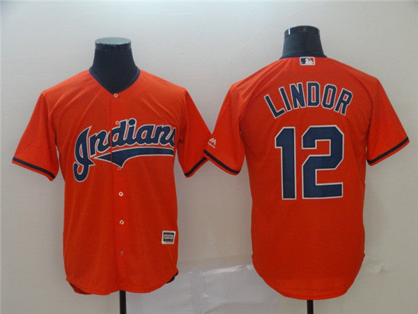 Custom Fan-Made Francisco Lindor Cleveland Guardians #12 Orange Baseball Jersey