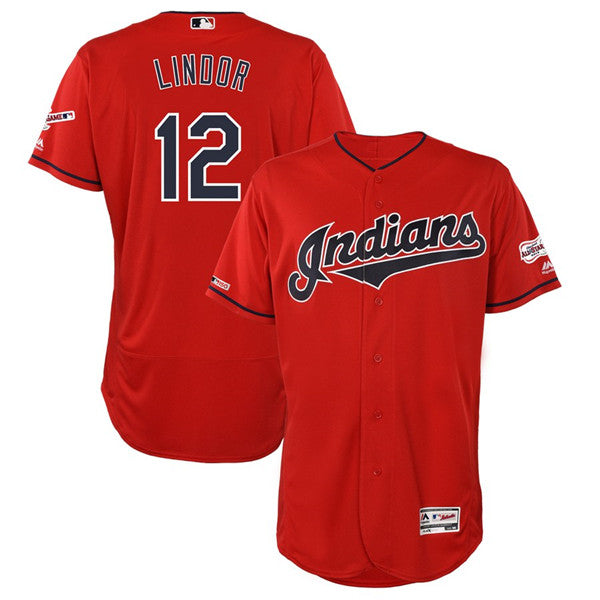 Custom Fan-Made Francisco Lindor Cleveland Guardians #12 Red Baseball Jersey