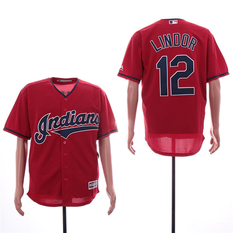 Custom Fan-Made Francisco Lindor Cleveland Guardians #12 Red Baseball Jersey
